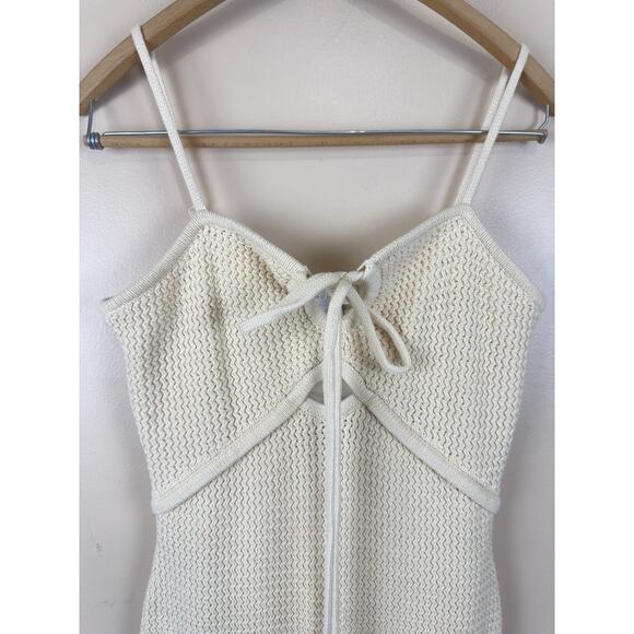 House Of Harlow 1960 Size M Beige Knit Fitted Spaghetti Strap Beach Dress - Picture 4 of 14
